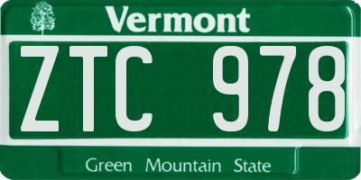 VT license plate ZTC978