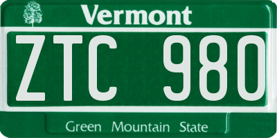 VT license plate ZTC980