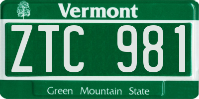 VT license plate ZTC981