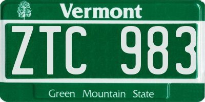 VT license plate ZTC983