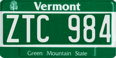 VT license plate ZTC984