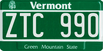 VT license plate ZTC990