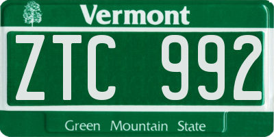 VT license plate ZTC992