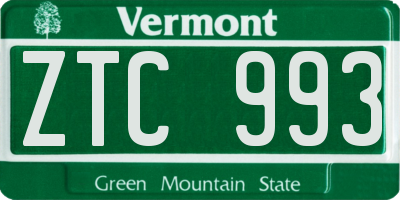 VT license plate ZTC993