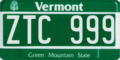 VT license plate ZTC999