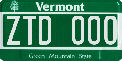 VT license plate ZTD000