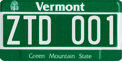 VT license plate ZTD001