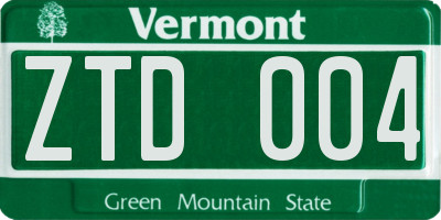 VT license plate ZTD004