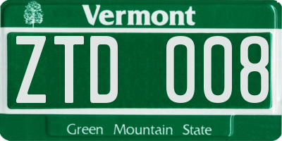 VT license plate ZTD008
