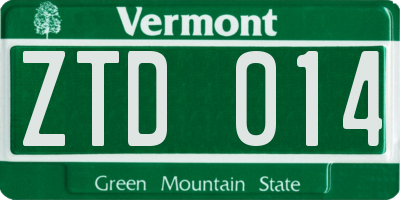 VT license plate ZTD014
