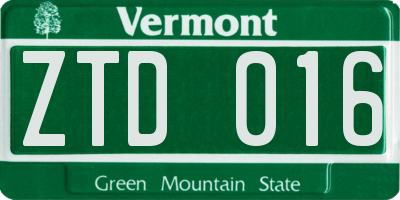 VT license plate ZTD016