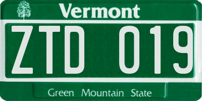 VT license plate ZTD019