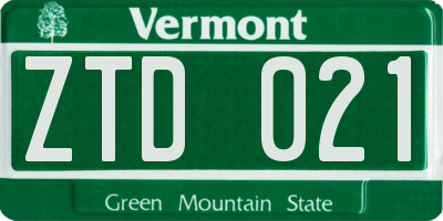 VT license plate ZTD021