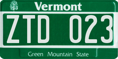 VT license plate ZTD023