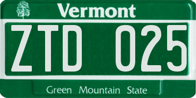 VT license plate ZTD025