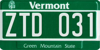 VT license plate ZTD031