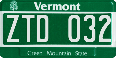 VT license plate ZTD032
