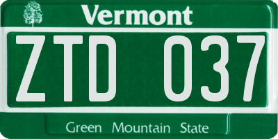 VT license plate ZTD037