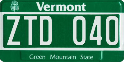 VT license plate ZTD040
