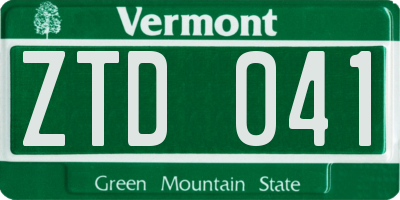 VT license plate ZTD041