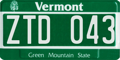 VT license plate ZTD043