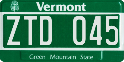 VT license plate ZTD045