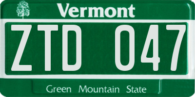 VT license plate ZTD047