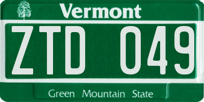 VT license plate ZTD049