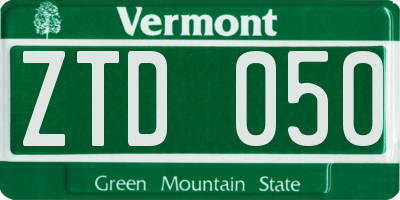 VT license plate ZTD050