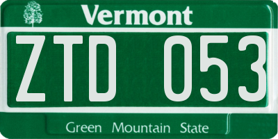 VT license plate ZTD053