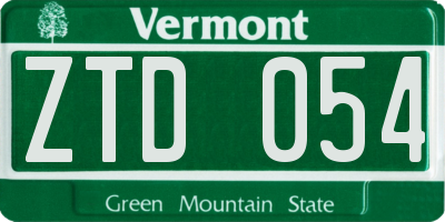 VT license plate ZTD054