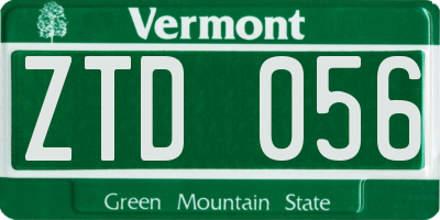 VT license plate ZTD056