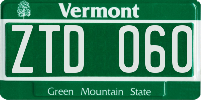 VT license plate ZTD060