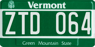 VT license plate ZTD064