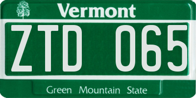 VT license plate ZTD065