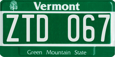 VT license plate ZTD067