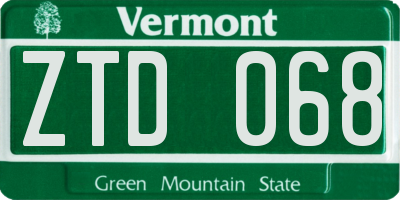 VT license plate ZTD068