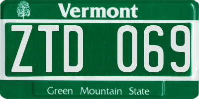 VT license plate ZTD069