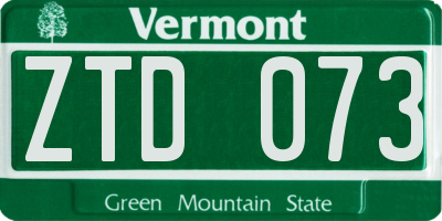 VT license plate ZTD073