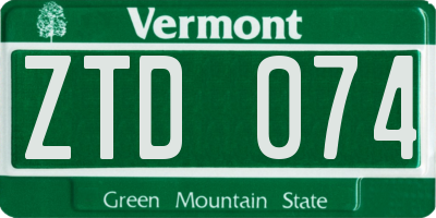 VT license plate ZTD074