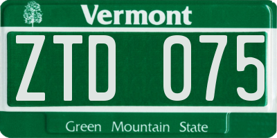 VT license plate ZTD075