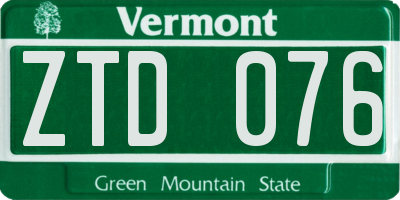 VT license plate ZTD076