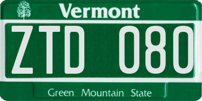 VT license plate ZTD080