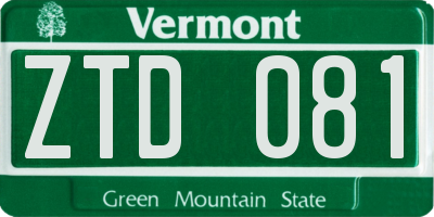 VT license plate ZTD081