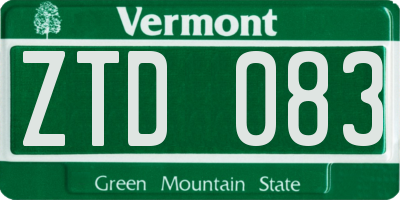 VT license plate ZTD083