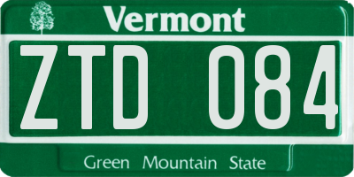 VT license plate ZTD084