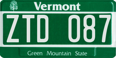 VT license plate ZTD087