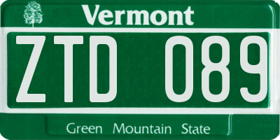 VT license plate ZTD089