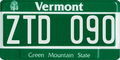 VT license plate ZTD090