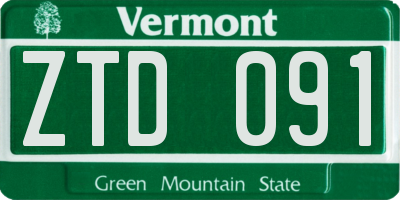 VT license plate ZTD091